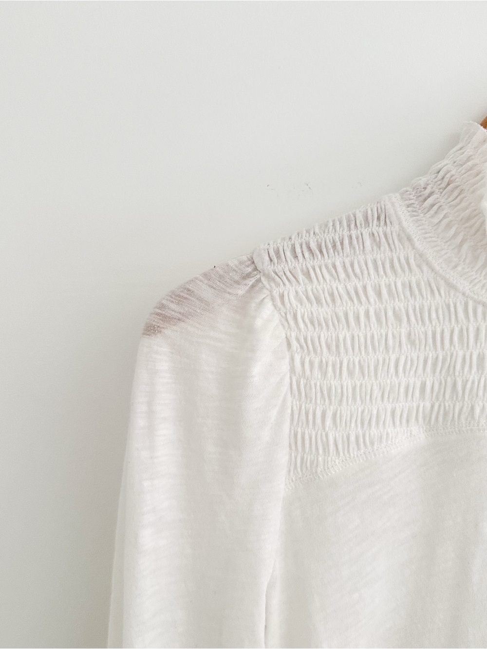 Free People Caroline Top Smocked Mock Neck White Romantic Boho Size Small NWT - Picture 4 of 8